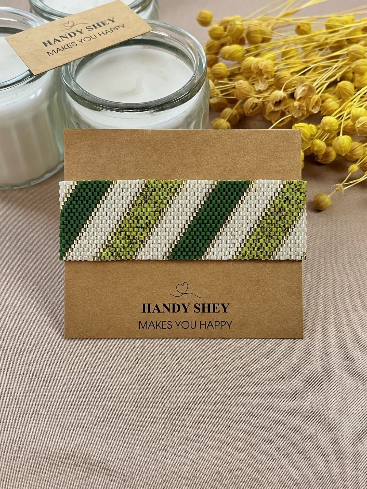 Çizgili Çayır - Miyuki Boncuk Bileklik | El Yapımı | Ayarlanabilir