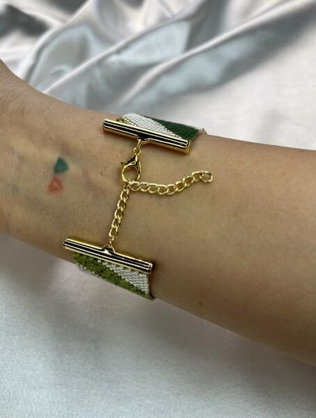 Çizgili Çayır - Miyuki Boncuk Bileklik | El Yapımı | Ayarlanabilir