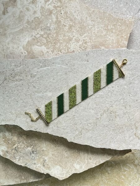 Çizgili Çayır - Miyuki Boncuk Bileklik | El Yapımı | Ayarlanabilir