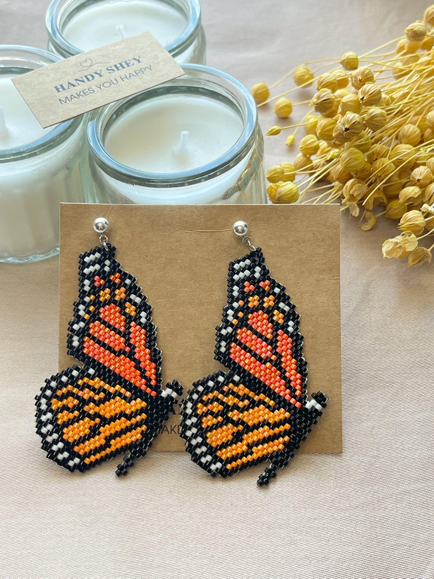 Ateş Kanat - Miyuki Boncuk Küpe | El Yapımı | Çelik Aparatlı