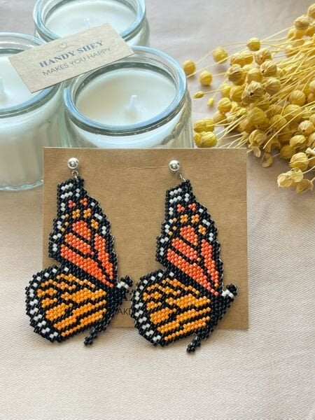 Ateş Kanat - Miyuki Boncuk Küpe | El Yapımı | Çelik Aparatlı