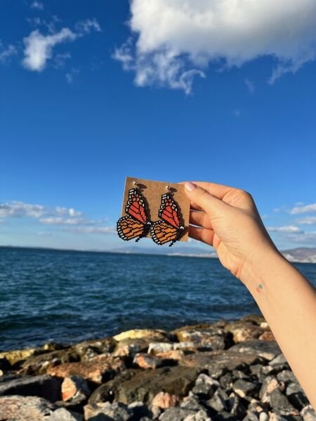 Ateş Kanat - Miyuki Boncuk Küpe | El Yapımı | Çelik Aparatlı