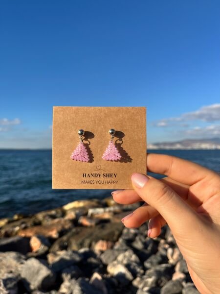 Duru - Miyuki Boncuk Küpe | El Yapımı | Çelik Aparatlı Açık Pembe