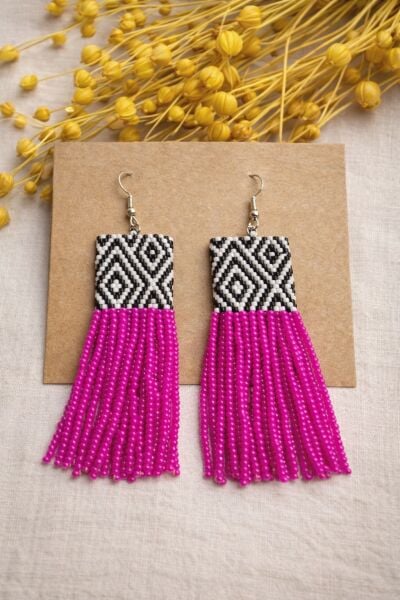 Püskül Diyarı - Miyuki Boncuk Küpe | El Yapımı | Çelik Aparatlı