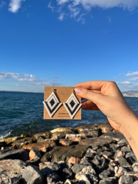 Ritim Hatları - Miyuki Boncuk Küpe | El Yapımı | Çelik Aparatlı