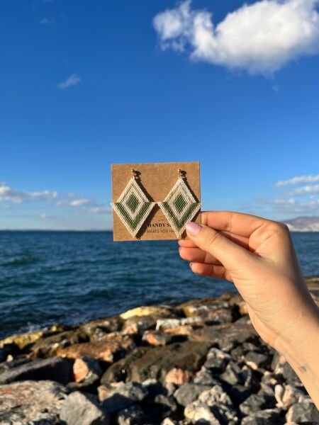 Ritim Hatları - Miyuki Boncuk Küpe | El Yapımı | Çelik Aparatlı