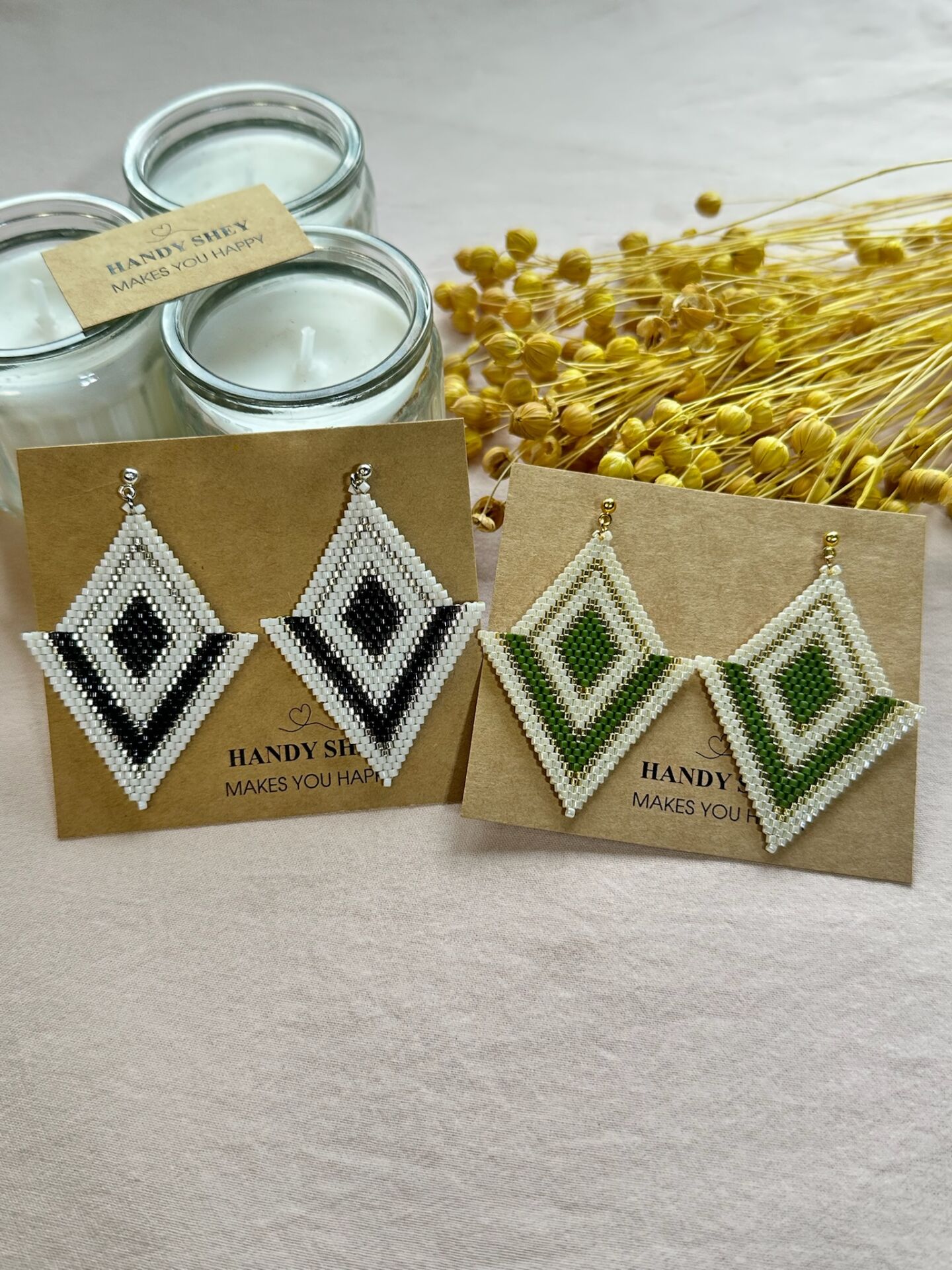 Ritim Hatları - Miyuki Boncuk Küpe | El Yapımı | Çelik Aparatlı