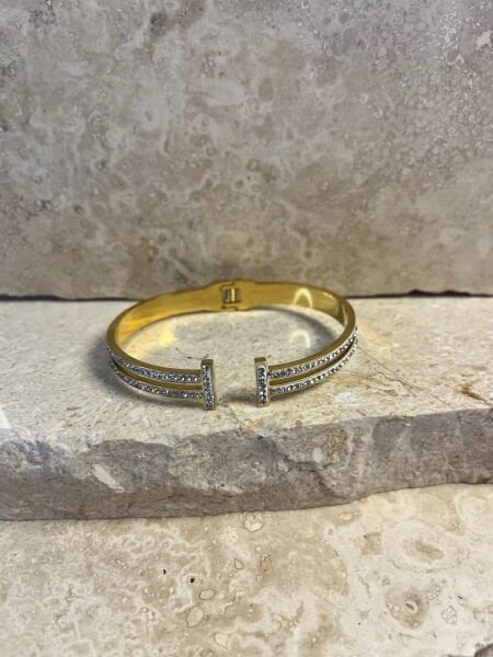 Çelik Kelepçe | 316L Paslanmaz Çelik | Gold/Silver Renk | Suya Dayanıklı