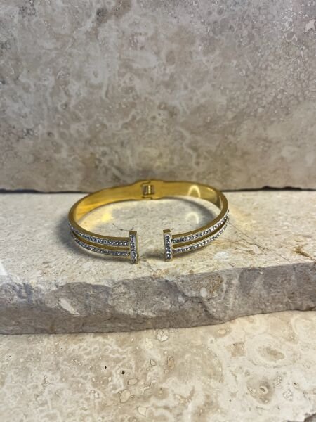 Çelik Kelepçe | 316L Paslanmaz Çelik | Gold/Silver Renk | Suya Dayanıklı Gold