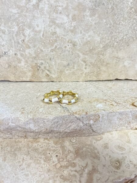 Çelik Küpe | 316L Paslanmaz Çelik | Mavi/Beyaz Renk | Suya Dayanıklı