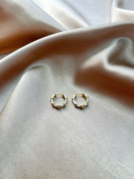 Çelik Küpe | 316L Paslanmaz Çelik | Mavi/Beyaz Renk | Suya Dayanıklı