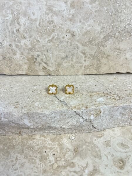 Çelik Küpe | 316L Paslanmaz Çelik | Gold-Siyah/Beyaz Renk | Suya Dayanıklı