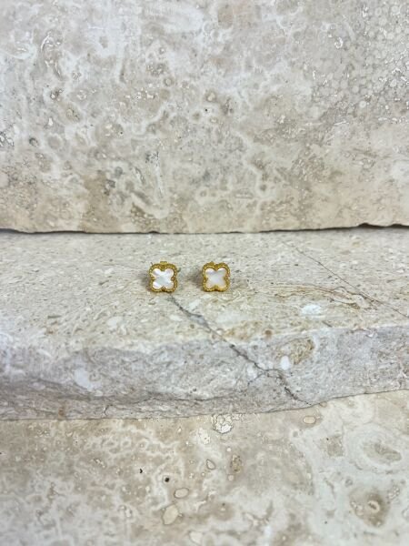 Çelik Küpe | 316L Paslanmaz Çelik | Gold-Siyah/Beyaz Renk | Suya Dayanıklı