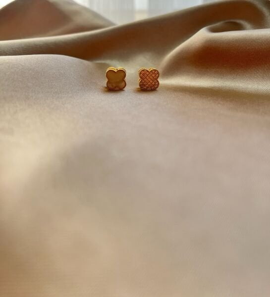 Çelik Küpe | 316L Paslanmaz Çelik | Gold-Siyah/Beyaz Renk | Suya Dayanıklı