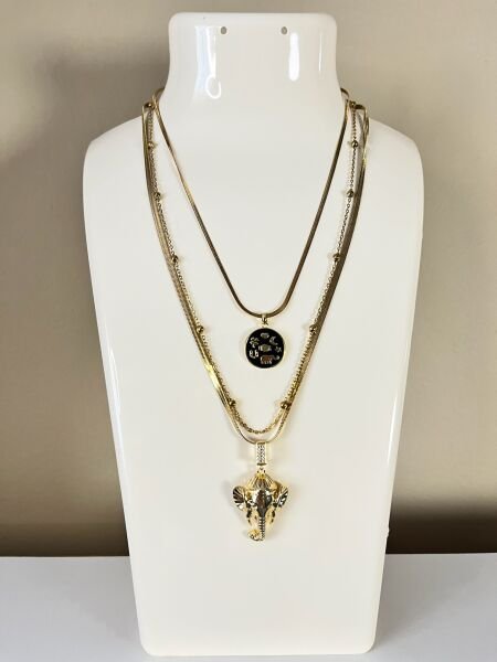 Çelik Kolye | 316L Paslanmaz Çelik | Gold Renk | 3'lü Set | Suya Dayanıklı