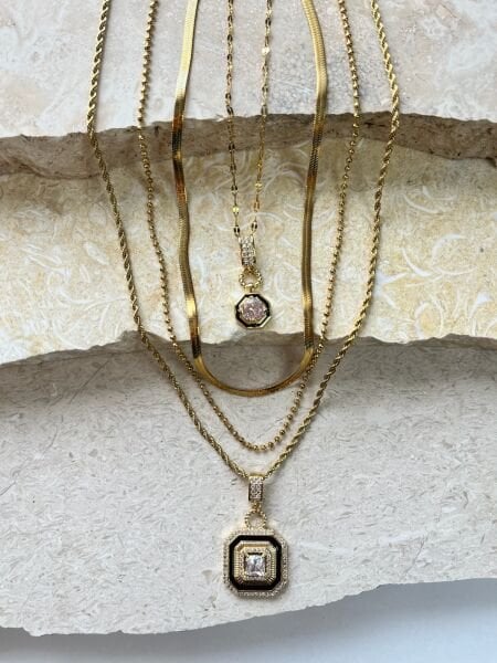 Çelik Kolye | 316L Paslanmaz Çelik | Gold Renk | 4'lü Set | Suya Dayanıklı