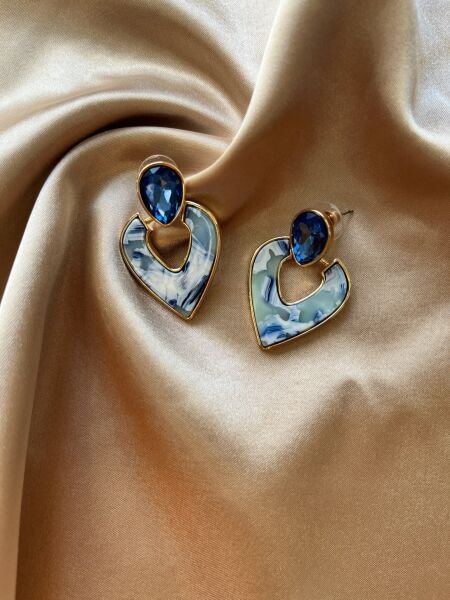 Premium Altın Kaplama Küpe | VIP Özel Seri | Xuping Tarzı Işıltı | Mavi Renk