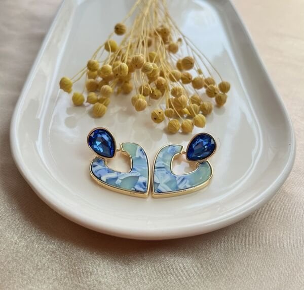 Premium Altın Kaplama Küpe | VIP Özel Seri | Xuping Tarzı Işıltı | Mavi Renk