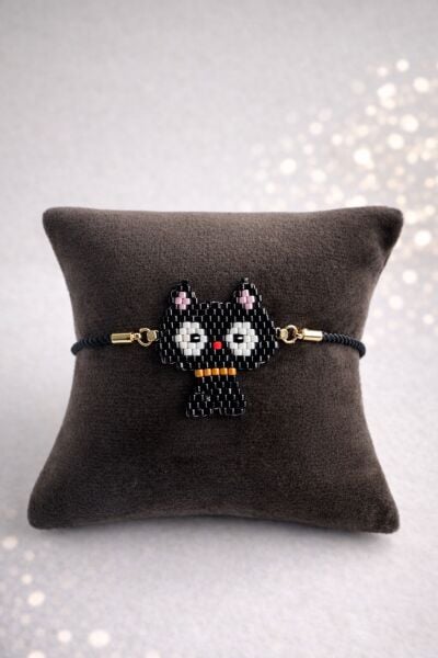 Miyuki Kedi Figürlü İp Bileklik | El Yapımı | Ayarlanabilir