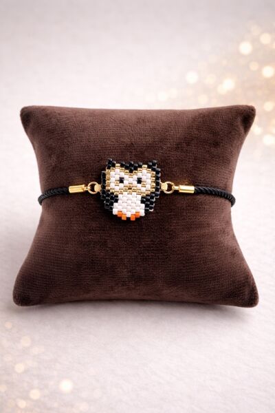 Miyuki Penguen Figürlü İp Bileklik | El Yapımı | Ayarlanabilir