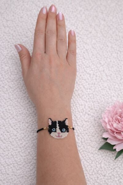 Miyuki Kedi Figürlü İp Bileklik | El Yapımı | Ayarlanabilir