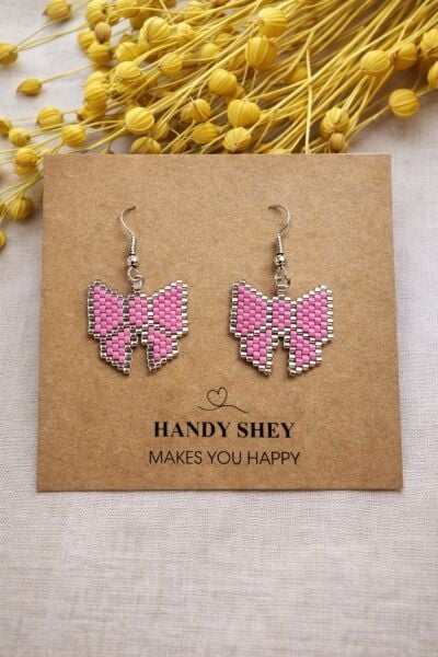 Miyuki Mini Kelebek Figürlü Küpe | El Yapımı | Çelik Aparatlı