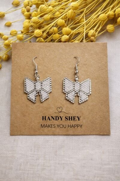 Miyuki Mini Kelebek Figürlü Küpe | El Yapımı | Çelik Aparatlı