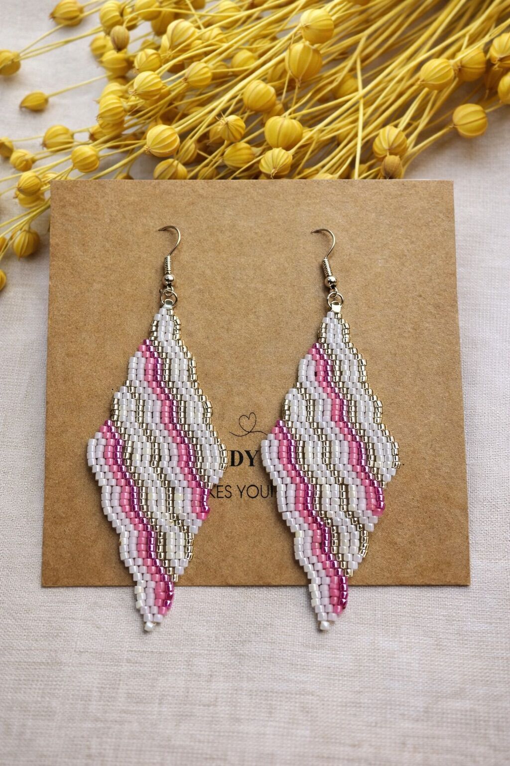 Miyuki Modern Desen Küpe | El Yapımı | Çelik Aparatlı