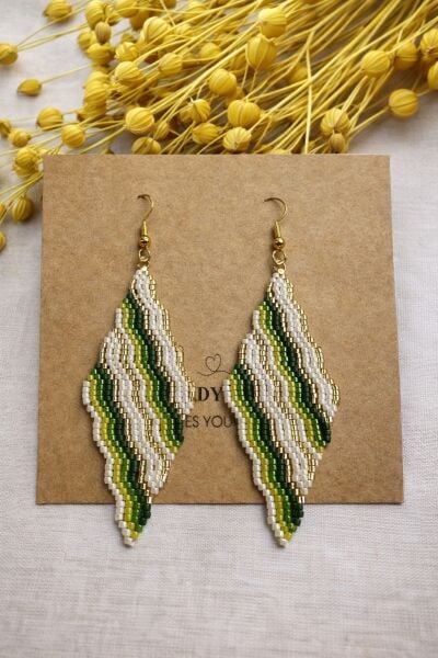 Miyuki Modern Desen Küpe | El Yapımı | Çelik Aparatlı