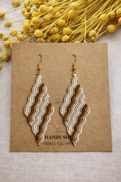 Miyuki Modern Desen Küpe | El Yapımı | Çelik Aparatlı