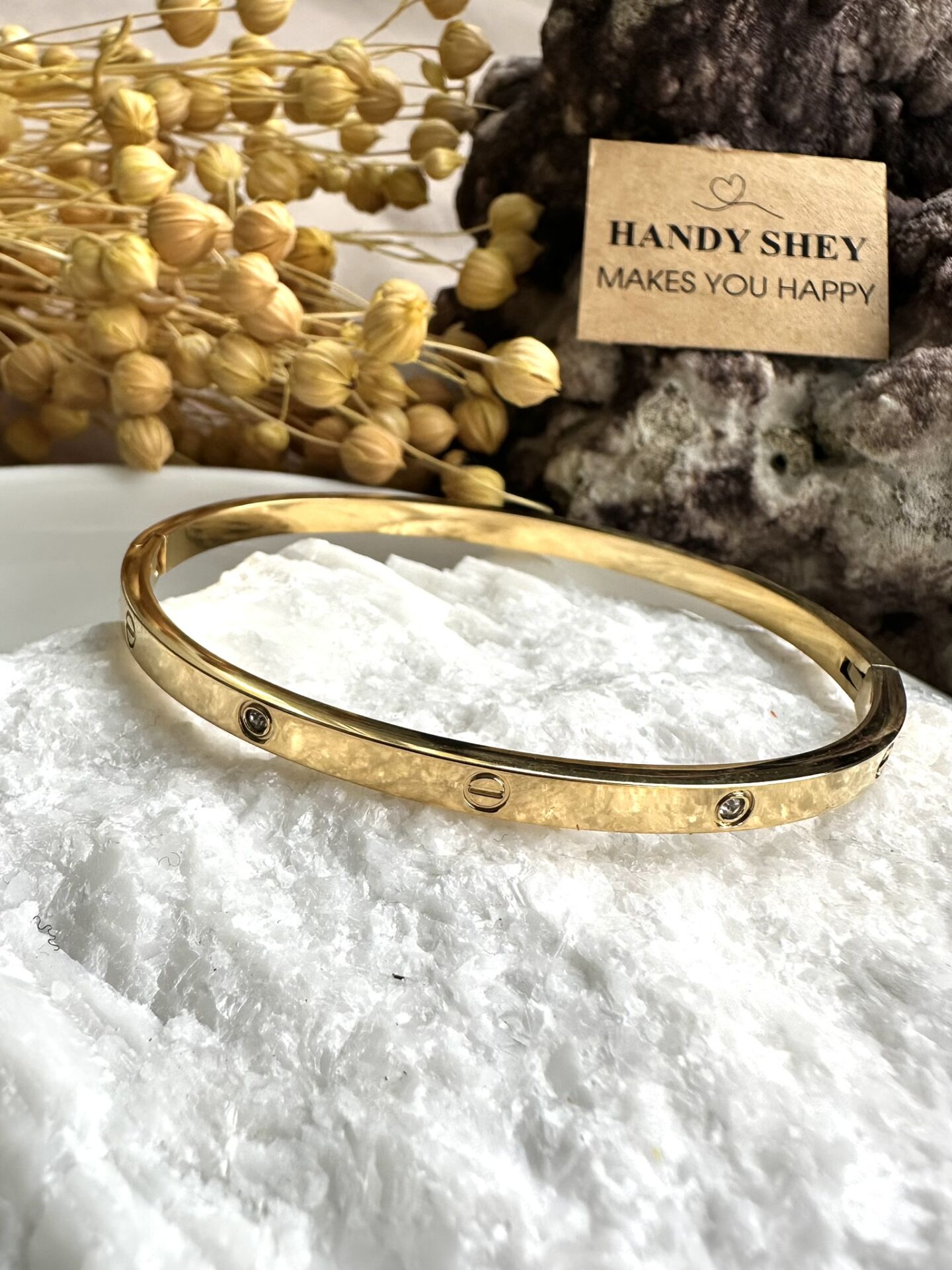 Çelik Kelepçe | 316L Paslanmaz Çelik | Gold Renk | Suya Dayanıklı