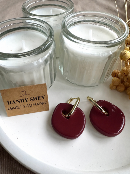 Modern Tasarım Küpe | Trend Model - Yazlık Stil - Gold Renk Bordo
