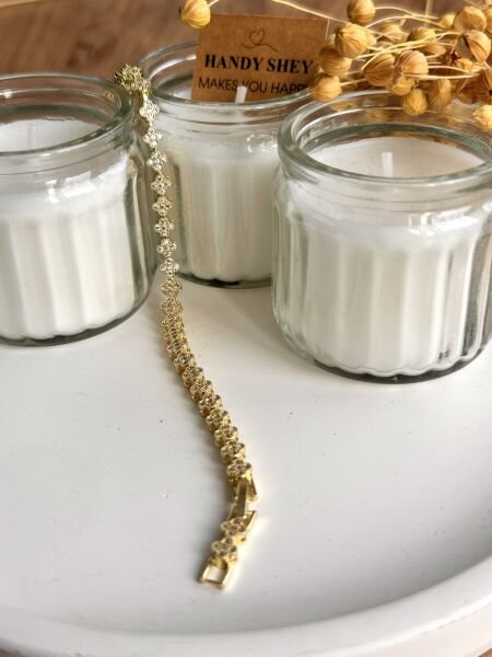 Gold Taşlı Yonca Premium Kaplama Bileklik | VIP Özel Seri | Xuping Tarzı Işıltı