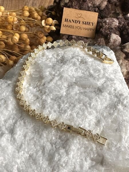Gold Taşlı Yonca Premium Kaplama Bileklik | VIP Özel Seri | Xuping Tarzı Işıltı