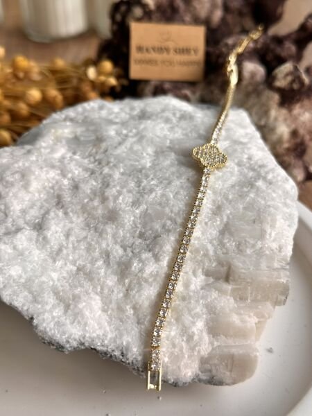 Tekli Yonca Premium Altın Kaplama Bileklik | VIP Özel Seri | Xuping Tarzı Işıltı | Gold Renk