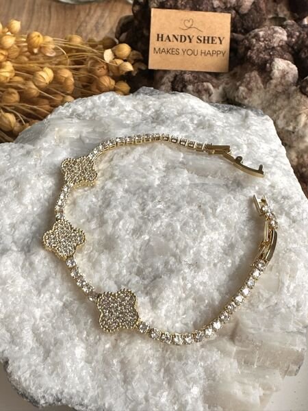 3'lü Yonca Premium Altın Kaplama Bileklik | VIP Özel Seri | Xuping Tarzı Işıltı | Gold Renk