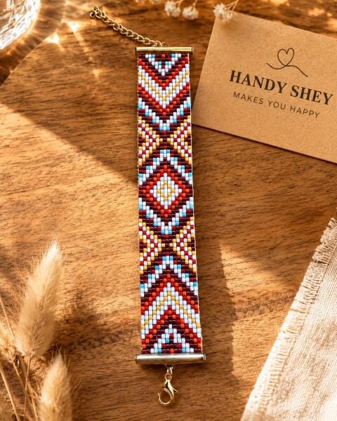 Kilim Motif - Miyuki Boncuk Bileklik | El Yapımı - İnce El İşçiliği