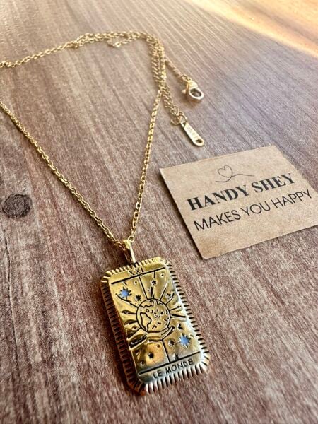 Le Monde Tarot Kartı Çelik Kolye | 316L Paslanmaz Çelik | Suya Dayanıklı
