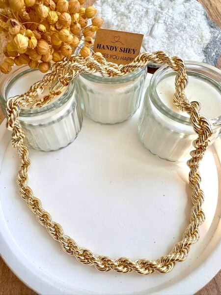 Kalın Burgu Altın Kaplama Kolye | VIP Özel Seri | Gold Renk - 60 Cm
