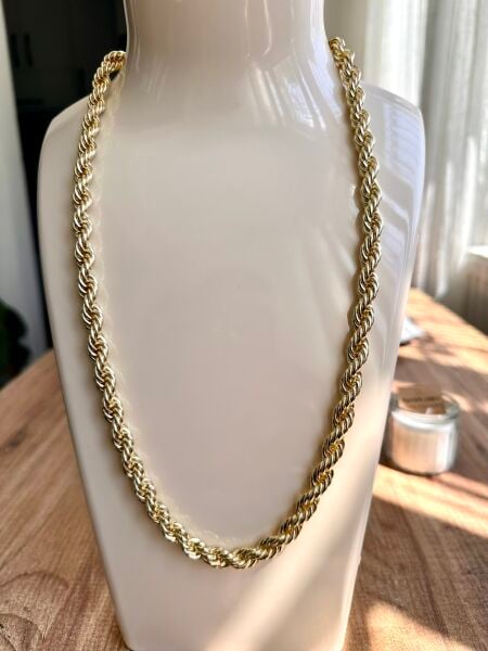 Kalın Burgu Altın Kaplama Kolye | VIP Özel Seri | Gold Renk - 60 Cm