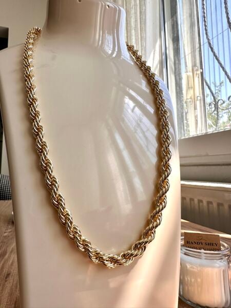 Kalın Burgu Altın Kaplama Kolye | VIP Özel Seri | Gold Renk - 60 Cm
