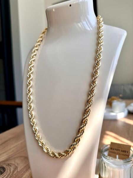 Kalın Burgu Altın Kaplama Kolye | VIP Özel Seri | Gold Renk - 60 Cm