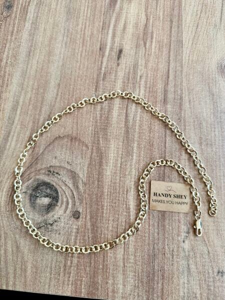 Dokulu Geçmeli Halka Altın Kaplama Kolye | VIP Özel Seri | Gold Renk - 60 Cm