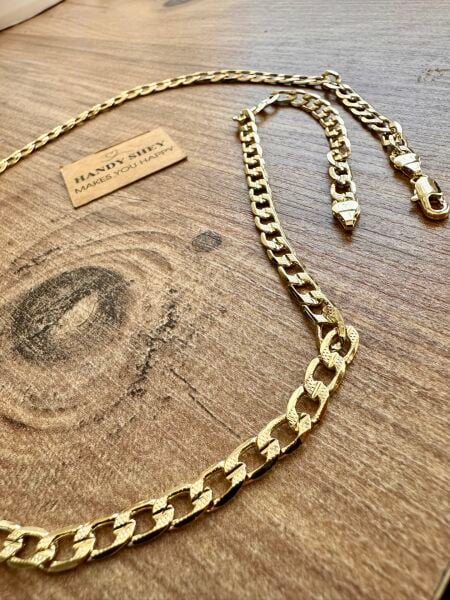 İşlemeli Gurmet Altın Kaplama Kolye | VIP Özel Seri | Gold Renk - 60 Cm