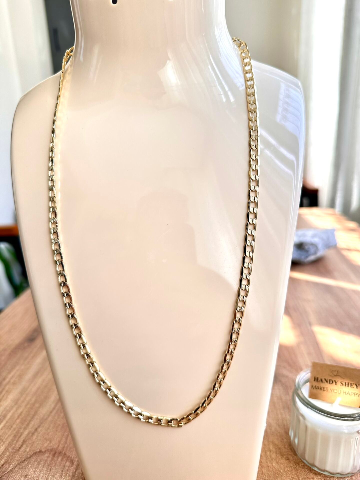 İşlemeli Gurmet Altın Kaplama Kolye | VIP Özel Seri | Gold Renk - 60 Cm