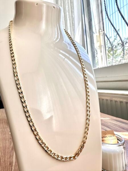İşlemeli Gurmet Altın Kaplama Kolye | VIP Özel Seri | Gold Renk - 60 Cm