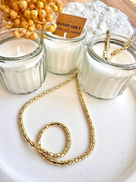 Kare Örgü Zincir Altın Kaplama Kolye | VIP Özel Seri | Gold Renk - 60 Cm