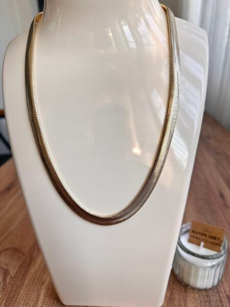 Kalın Balık Sırtı Zincir Altın Kaplama Kolye | VIP Özel Seri | Gold Renk - 45 Cm