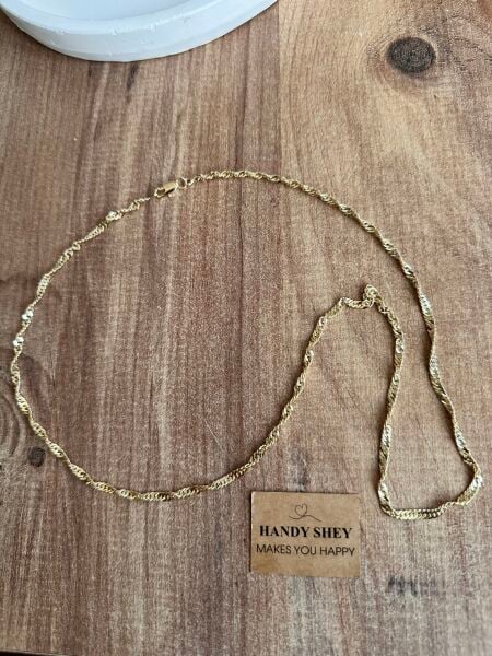 İnce Singapur Zincir Altın Kaplama Kolye | VIP Özel Seri | Gold Renk - 60 Cm