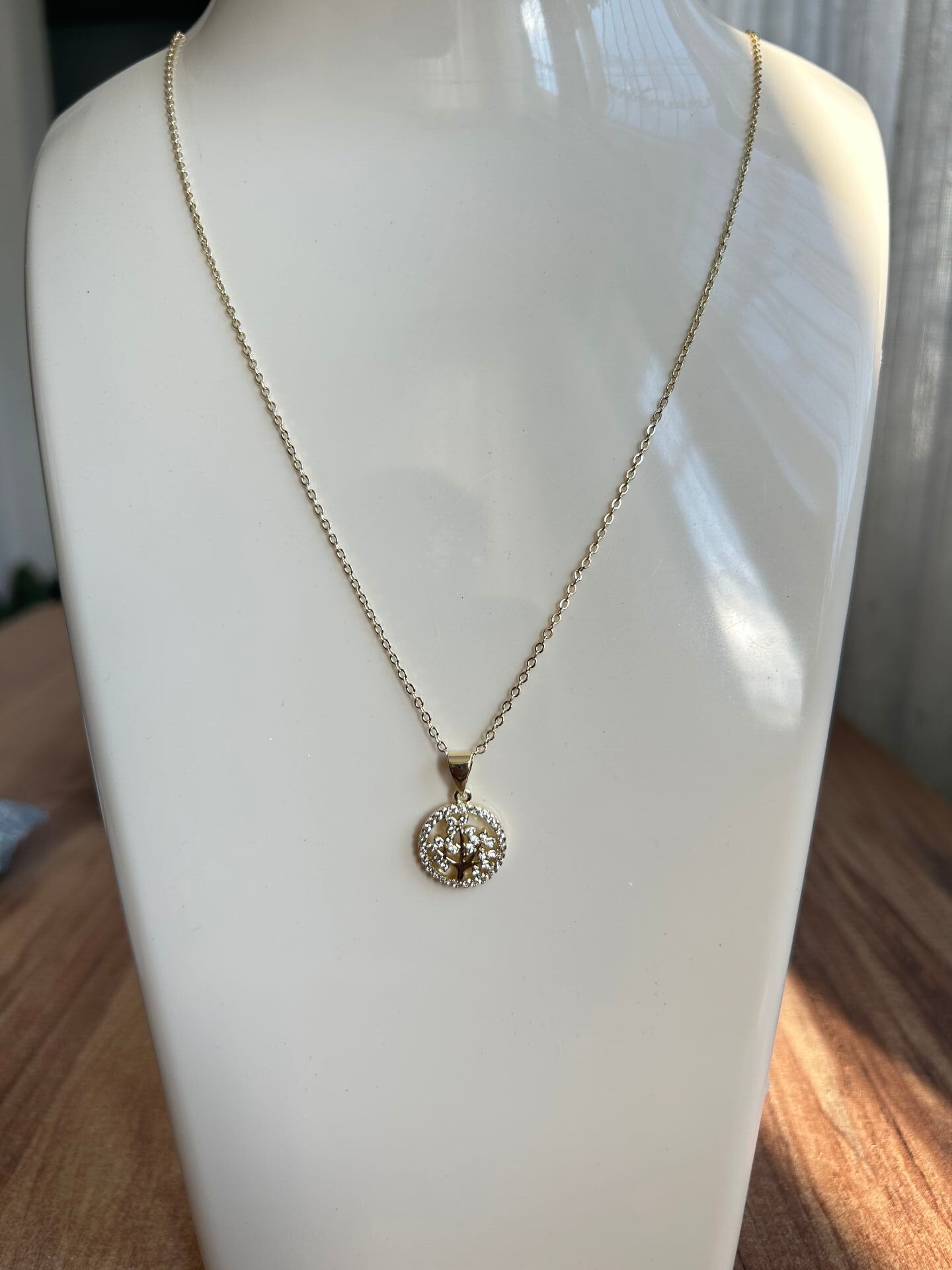 Taşlı Hayat Ağacı Altın Kaplama Kolye | VIP Özel Seri | CM Logolu - 45 Cm